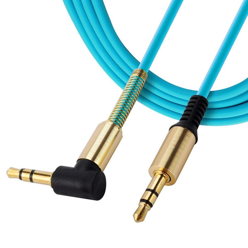 JacobsParts 3.5mm AUX Cable Car Stereo Audio Auxiliary Headphone Jack Cord Right Angle Male to Male, 3ft (Blue) - Image 2